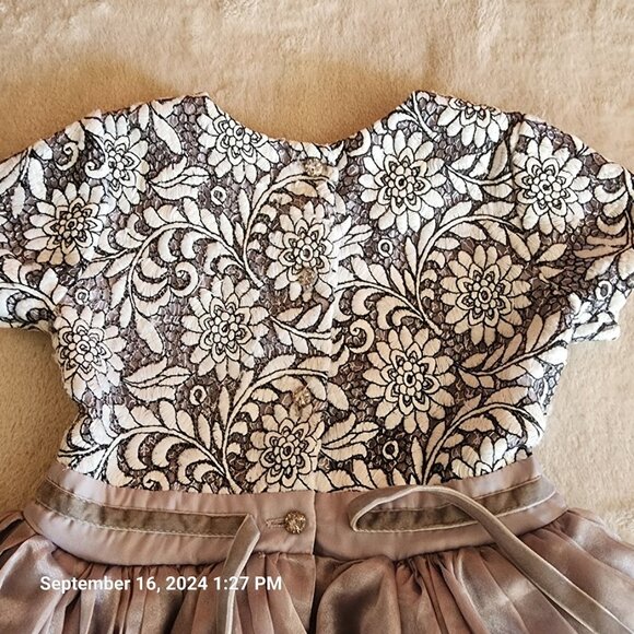 Angel &Rocket Embroidered Top Dress Full Lined Grey Skirt Size 3 Girls Buttons - Picture 10 of 12